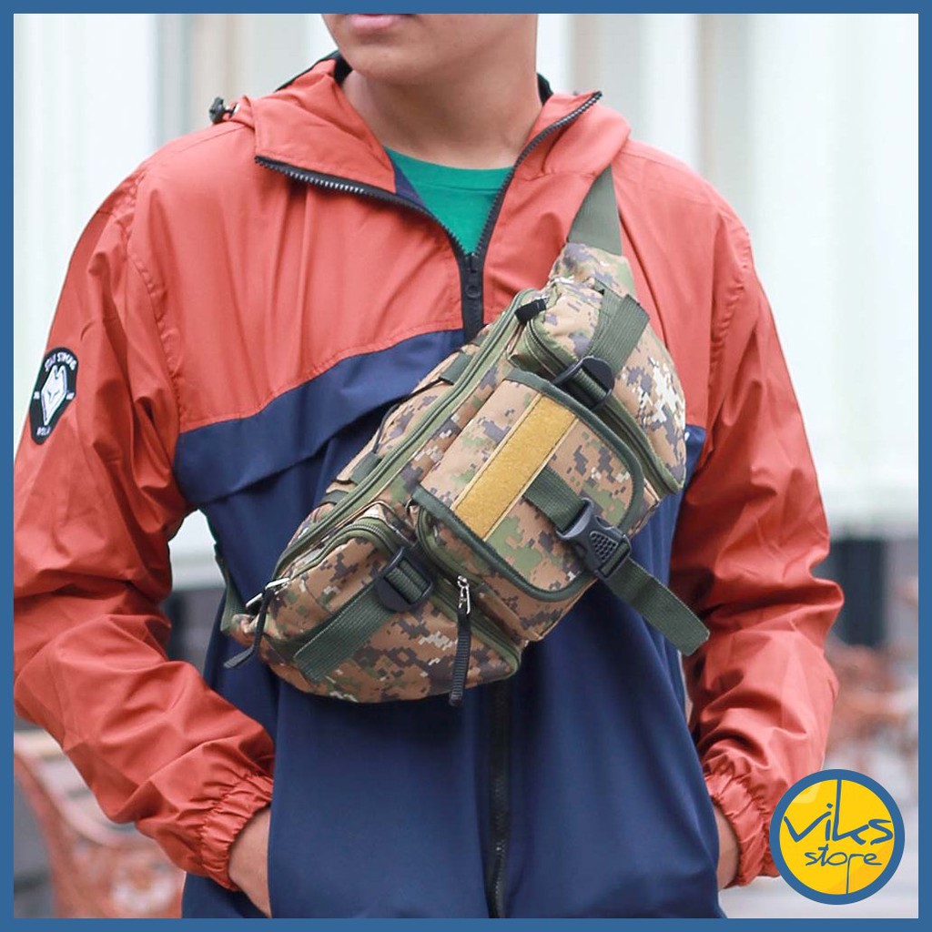 Tas Pinggang Pria Cowok Army Original Selempang Waistbag Besar Casual Premium Multifungsi Lokal