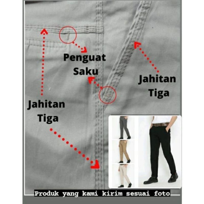 CELANA PRIA CHINO Slim fit Panjang Kerja kantor Santai Liburan Cowok Gentleman Boy
