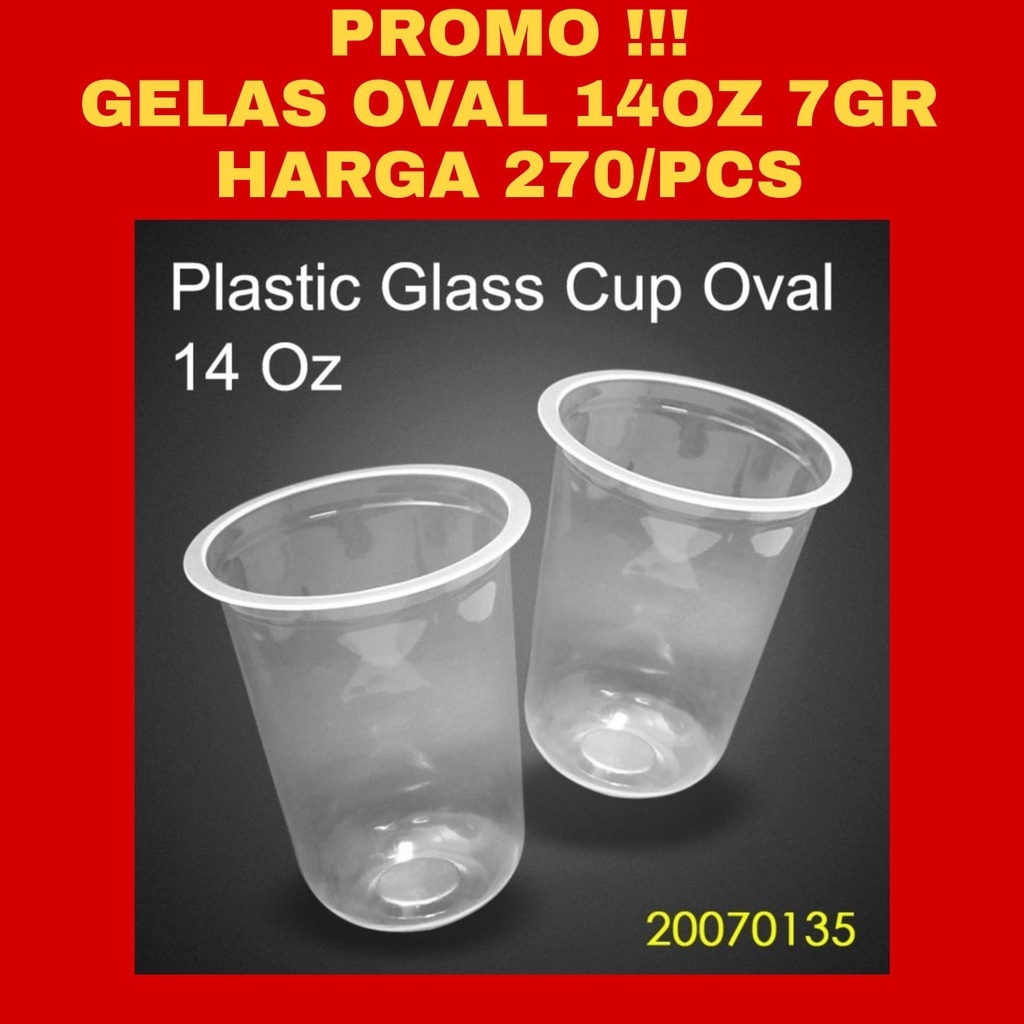 

GELAS PLASTIK OVAL 14OZ 16OZ 7GR / U CUP 14OZ 16 OZ 7GRAM