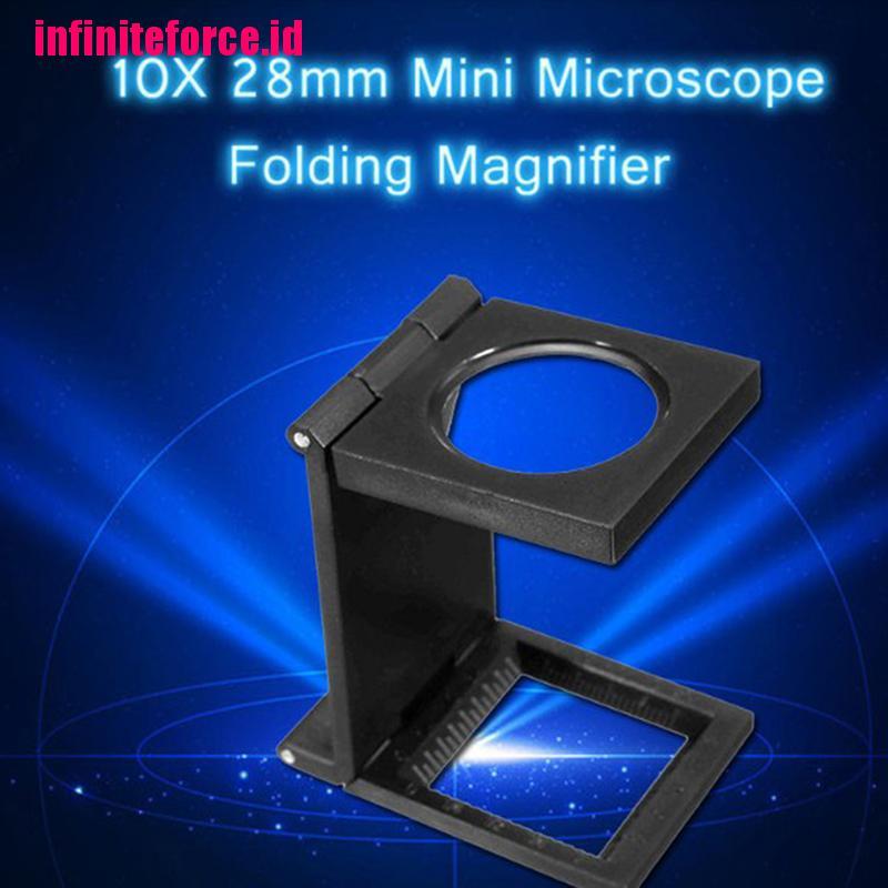 10X 28mm Folding Magnifier Stand Loupe with Scale for Textile Optical Glass Tool