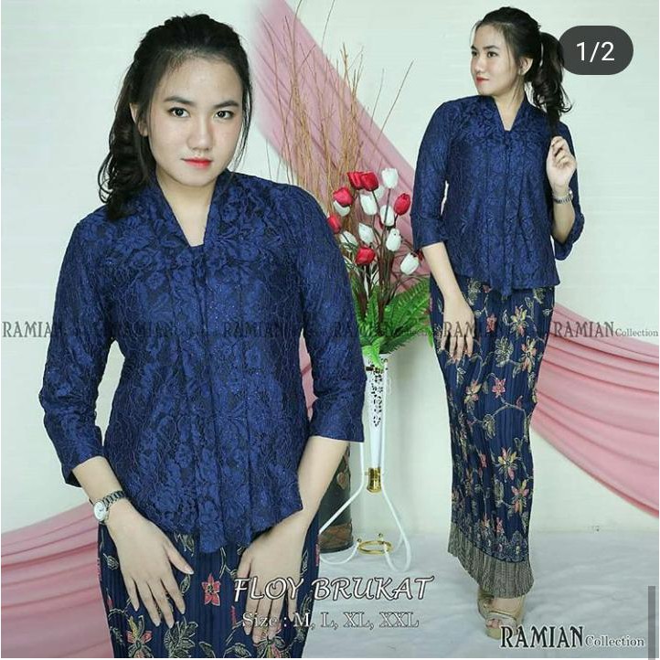 Setelan Brukat Floy 7/8 VOL. 1 dan Rok Plisket Batik Panjang M-XXL