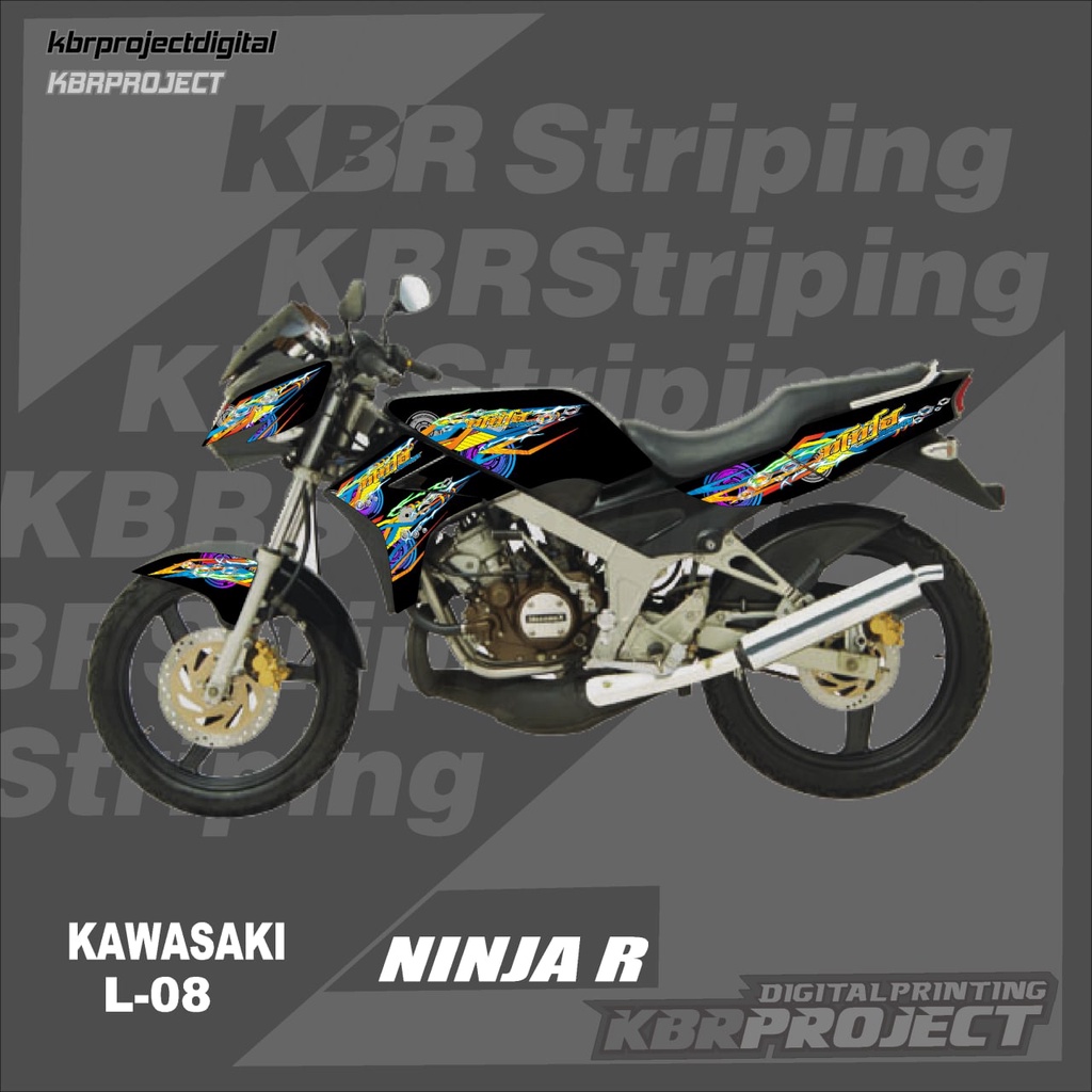 [COD] Stiker striping NINJA R KAWASAKI motor sticker variasi Racing L-08 HOLOGRAM TRANSPARAN