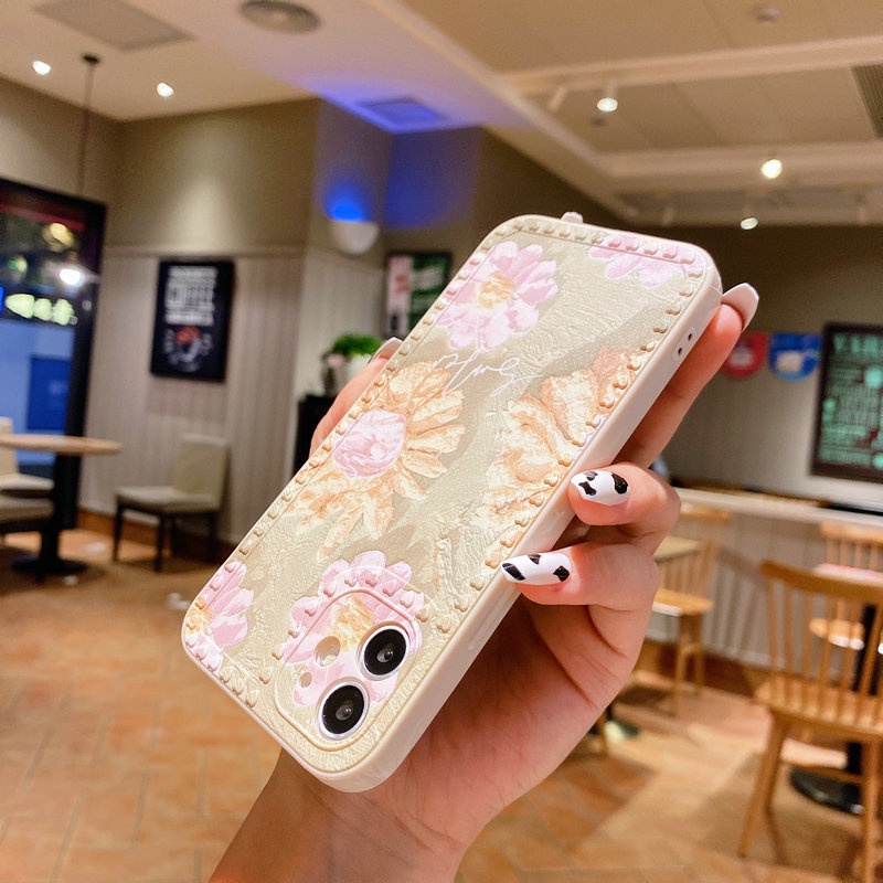 SHC| Casing HP OPPO A1K A95 A15 A15S A74 A54 A16 Reno 5F 4F 6 5 A7 A5S A12 A11K A3S A12E A52 A92 A57 A39 A83 A53 A33 A5 A9 A31 2020 F1S F9 Pro F11 Realme 5 5i 6i C3 C21Y C21 C20 C2 C15 C12 C25 Narzo 20 30A C25S C11 2021 Soft Flower Phone Case-3