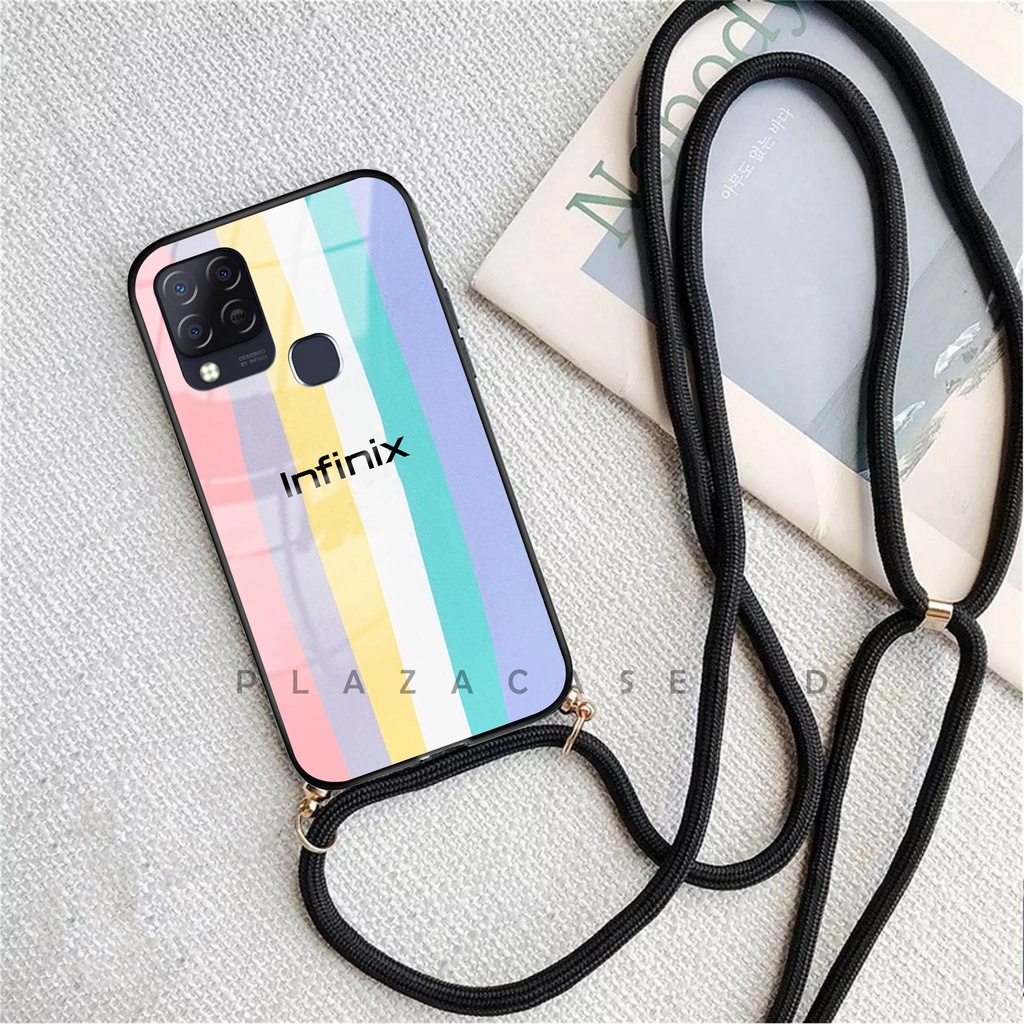 Softcase Glass Kaca + Tali - K108 - For Infinix Hot 10 Hot 10S Hot 10 Play Hot 9 Play Smart 5 - Case Lucu - Case Infinix Hot 10 - Casing Hp Infinix Hot 10s - Casing Hp Infinix Hot 10 Play - Kesing Smart 5 - Softcase Hot 9 Play - Sarung Hp Hot 10