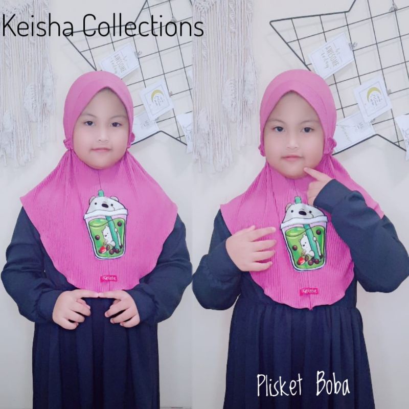 bergo plisket anak Jersey boba Keisha hijab