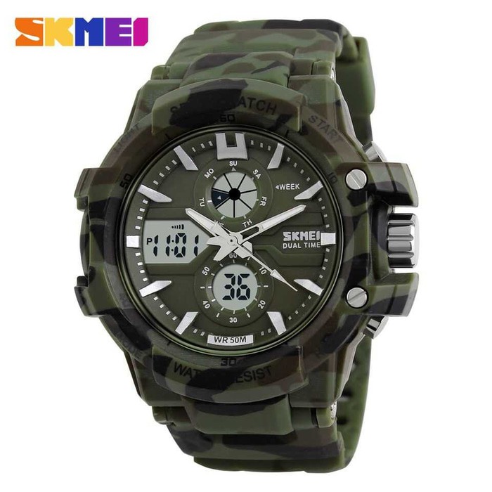 Dijual Jam Tangan Pria Original Skmei Tentara Polisi Anti Air Led Analog    Biru Murah