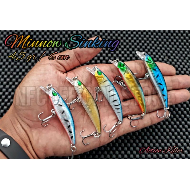 Minnow sinking 4,5gr / 6cm, Umpan casting dengan action KILLER