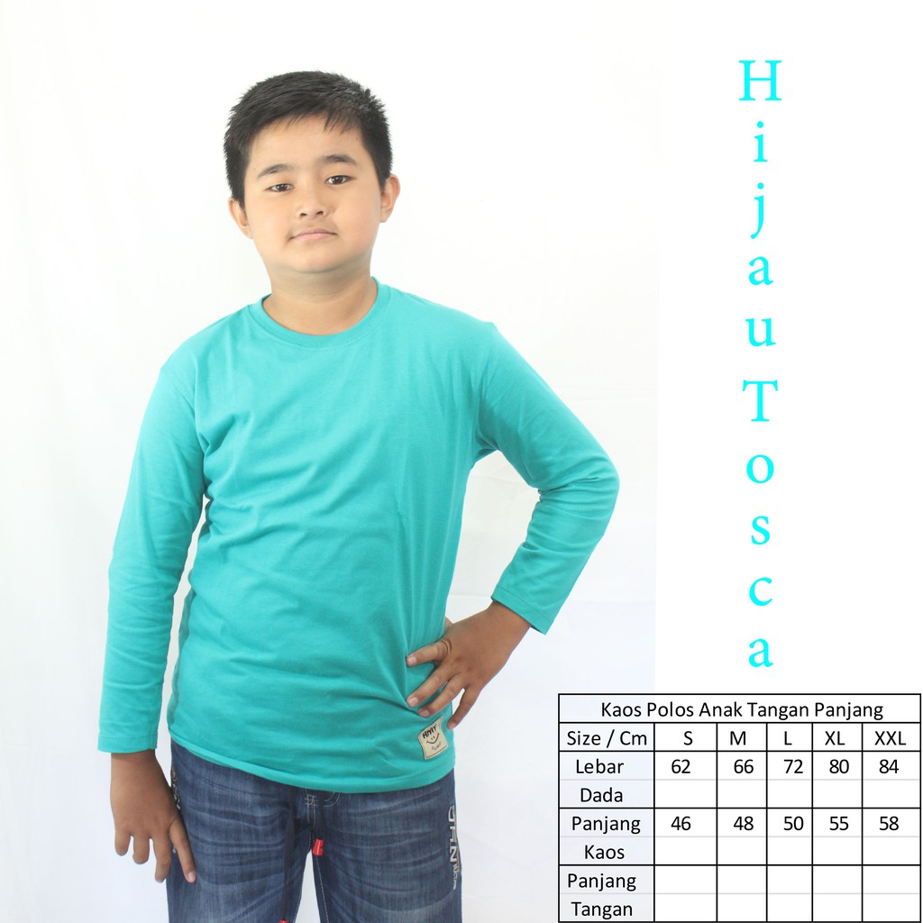 KAOS POLOS ANAK COWO PANJANG HIJAU TOSCA