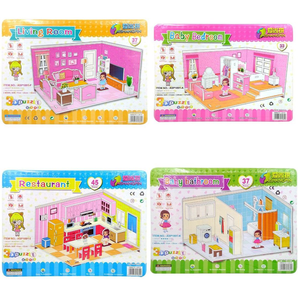 BESTPROMO DIY 3D Foam Puzzle Mainan Edukasi Anak Miniatur Interior Rumah Rumahan Bongkar Pasang BP