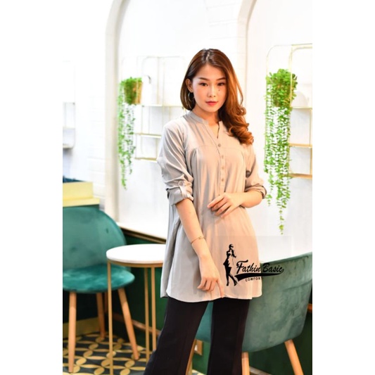 Blus Basic Grey - Polos Abu Muda - Atasan Rayon - Atasan Wanita - Blus Polos Rayon - Atasan Polos - 