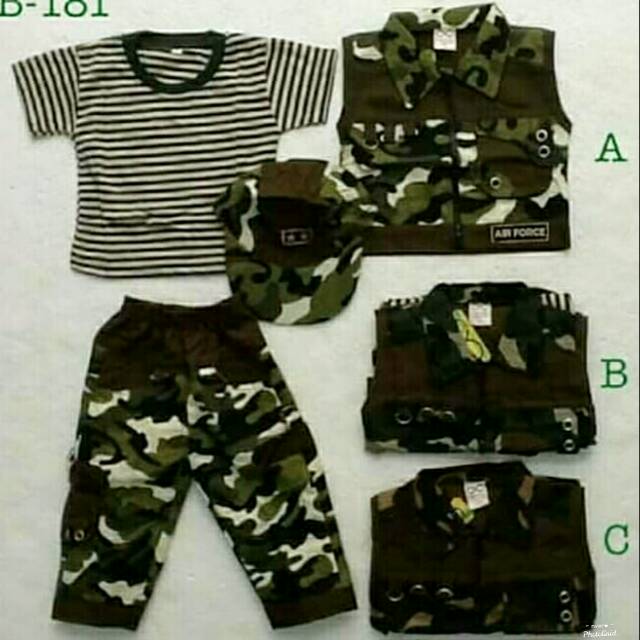 Setelan Army tentara rompi 1-7Thn FayrBP/Pakaian anak laki setelan baju army bayi cowok stelan abri