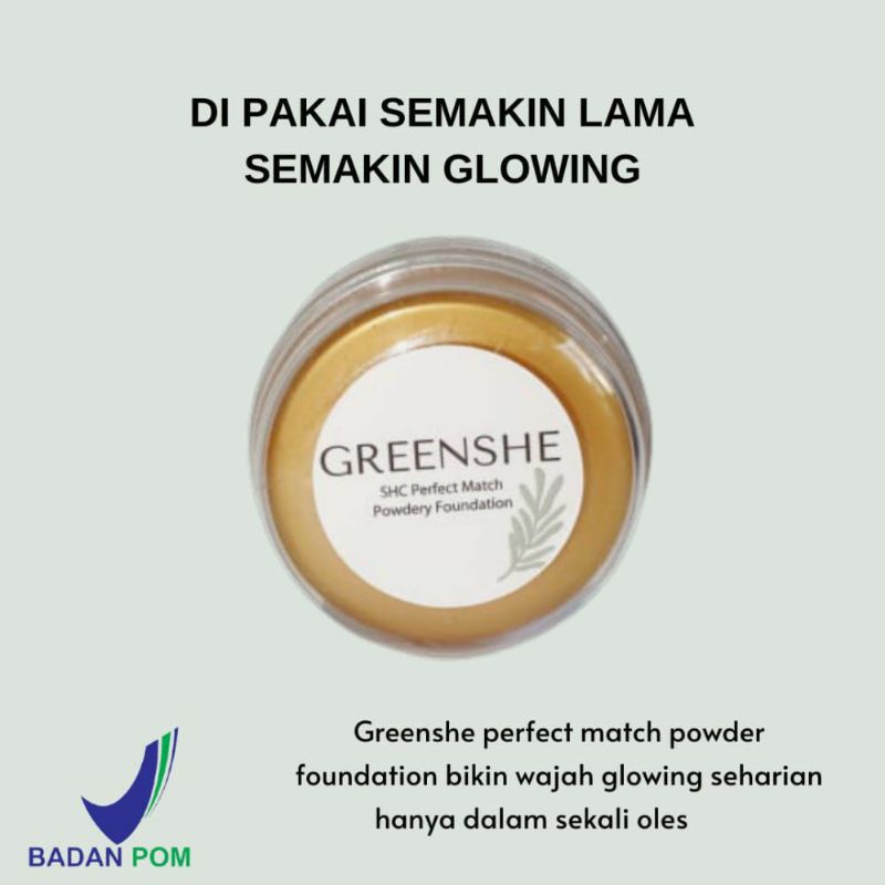 Bedak SHC / Greenshe Perfect Match Powdery Foundation / Bedak Glowing / Cushion / Original 100% / BP