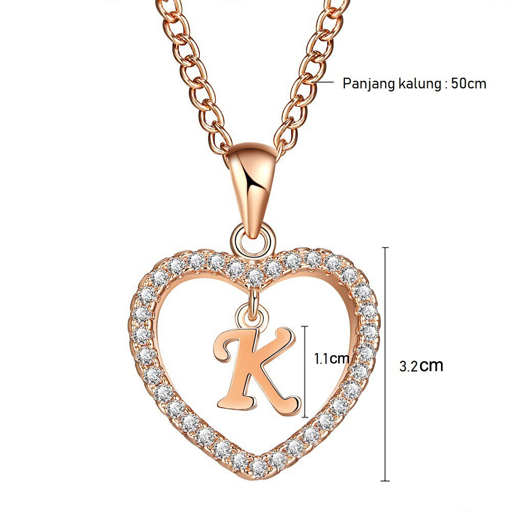 Grosir - K485 (A - M) Kalung Huruf Love Besar Stainless / Fashion Style / Set Perhiasan Wanita