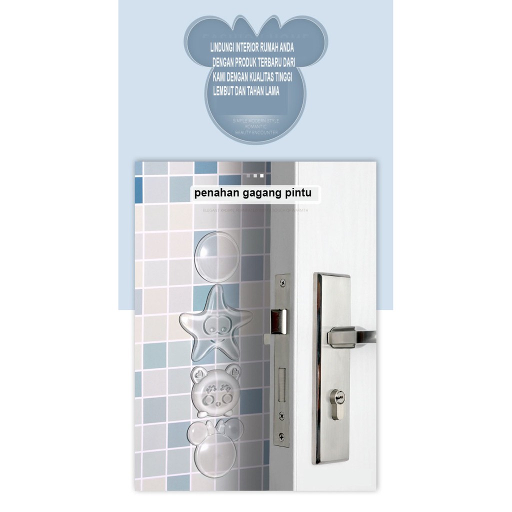 Penahan Gagang Pintu Proteksi Dinding Pad Bumper Silikon Door Stopper