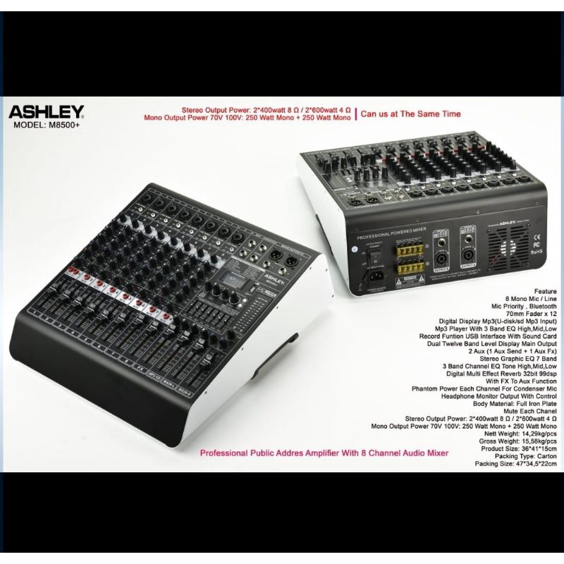 Power Mixer Ashley m8500+ m 8500 + m 8500+ 8CH garansi Original