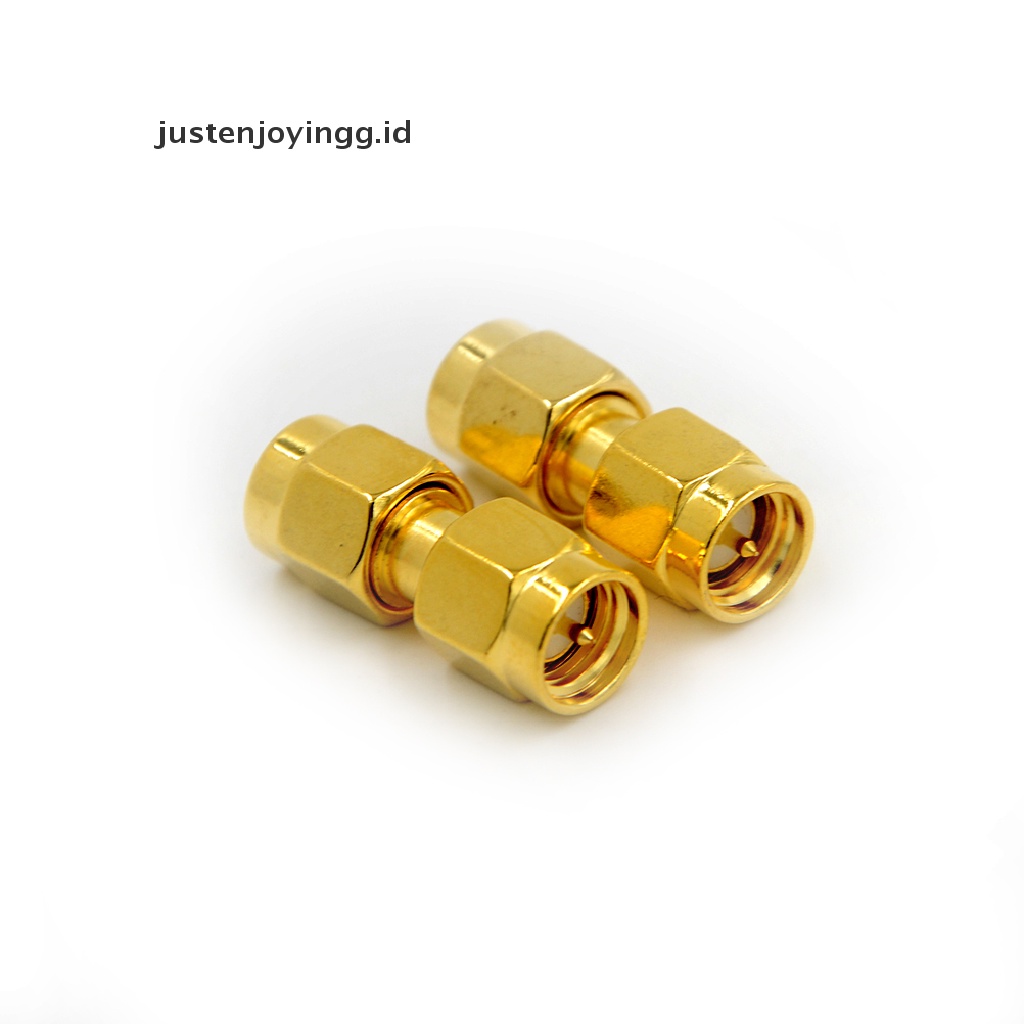 // justenjoyingg.id // 2Pcs SMA Male to SMA Male Plug in series RF Coaxial Adapter Connector ~