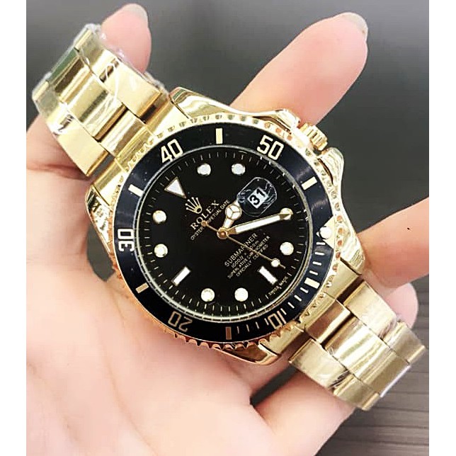 Jam Tanggan Pria jam tangn Rolex Submariner jam tagan rolek analog Rantai warna hitam gold murah
