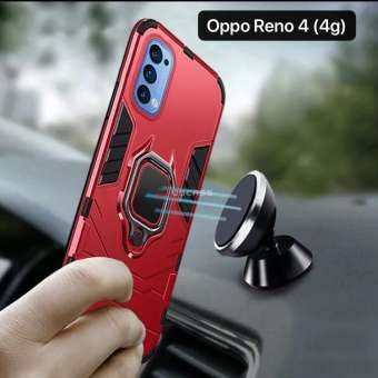 Case Oppo Reno 4F 4 Versi Indonesia Bening Softcase Ring Motif Anime Kulit Leather Ring Armor Siliko
