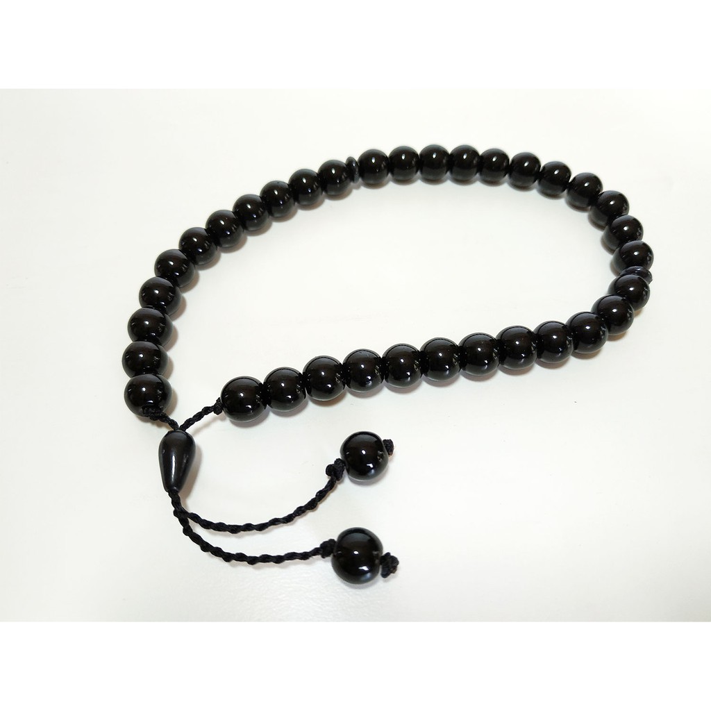 VeE Gelang Tasbih Batu Giok Hitam Dim 8mm - 33 Butir - Gelang Terapi Kesehatan
