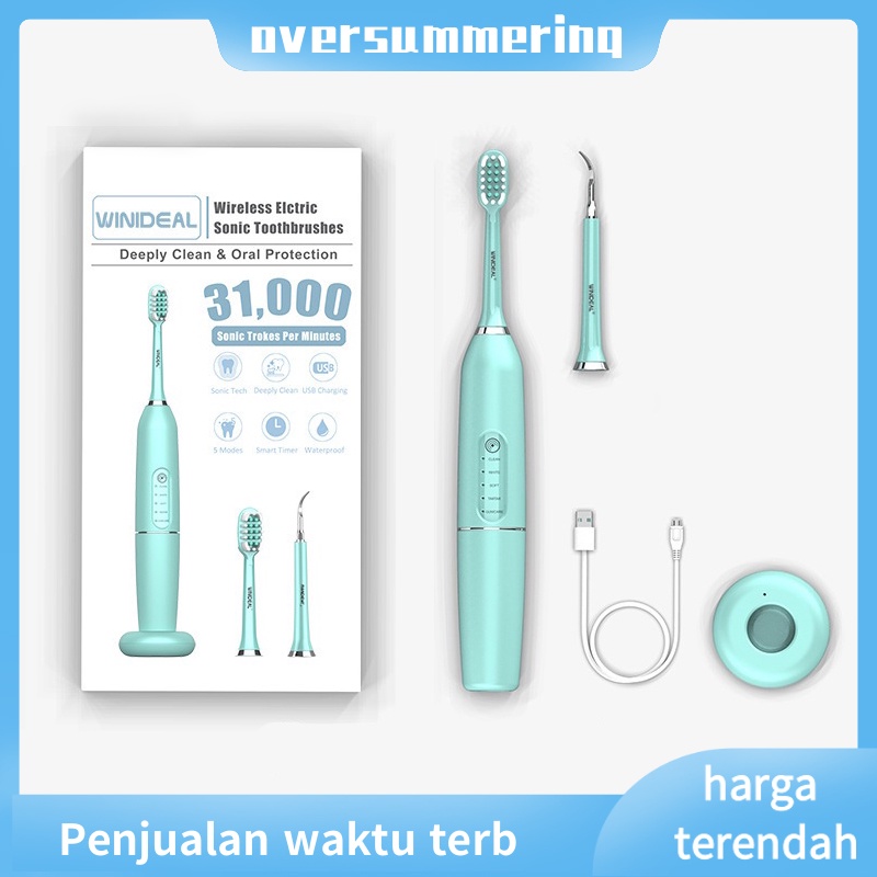 NEW Sonic Sikat Gigi Elektrik Electric Toothbrush Dental Scaling Pembersih Karang Gigi Sonic Electric Toothbrush Sikat Gigi Elektrik SET Waterproof IPX7