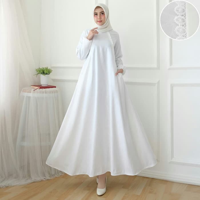 Gamis Wanita Muslimah Endomoda/Zr 68 (Black) XP677 Gamis Terbaru Mayra Realpic Putih Fashion Wanita
