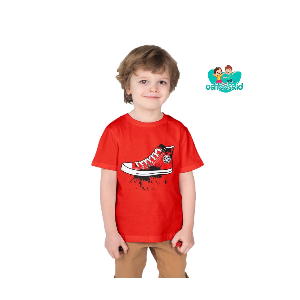 KAOS ANAK DISTRO MOTIF KARAKTER grosir pakaian kaos anak cowo cewe combed 30s karakter motif Sepatu-SEPATU MERAH