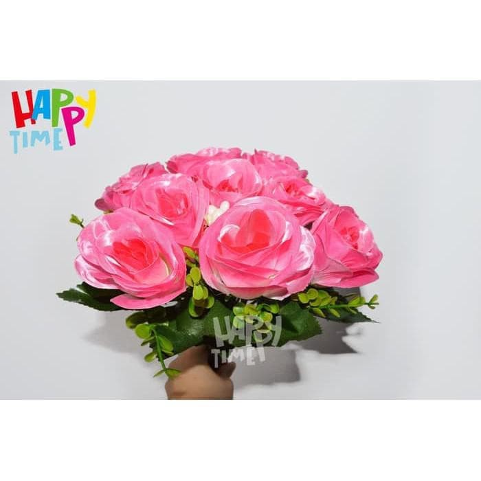 BUNGA ROSE MAWAR MERAH/UNGU PLASTIK ARTIFICIAL BUNGA HIAS PALSU