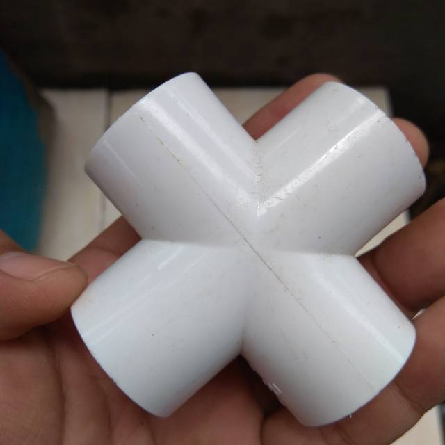 Tee Fitting Pvc Cross Sambungan Pipa 4 Cabang Ukuran 3 4 Inch Putih