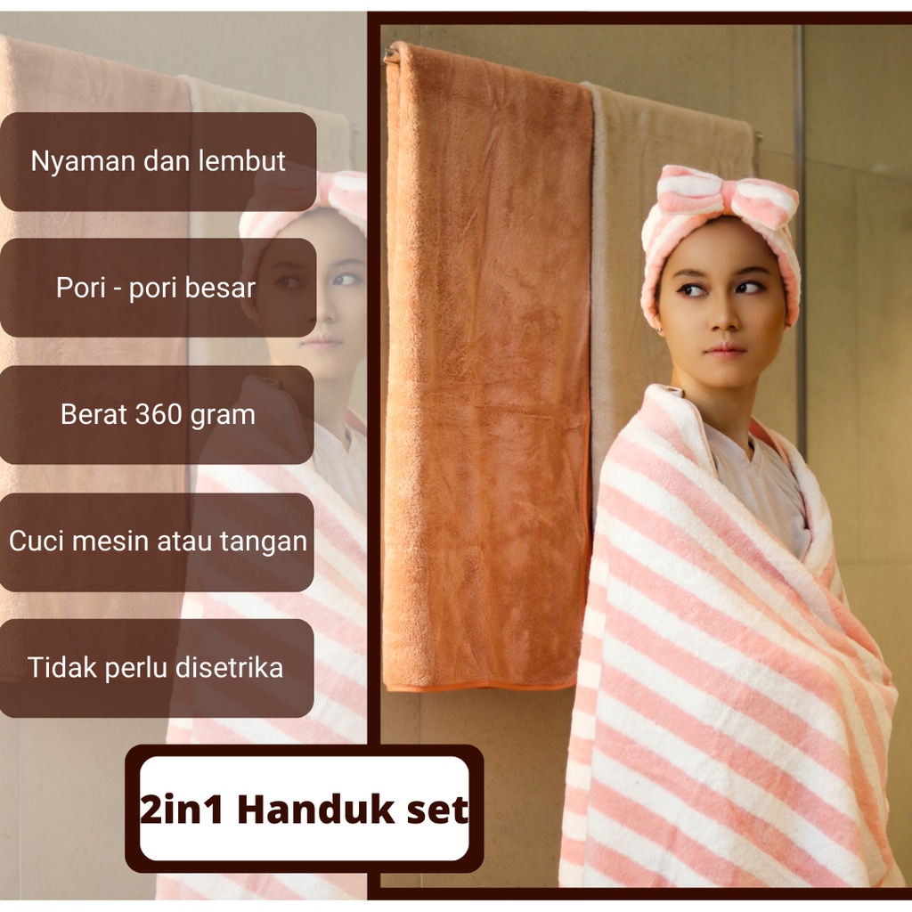 Handuk Couple Handuk Souvenir Handuk &amp; Handuk Keramas Handuk Set 2in1