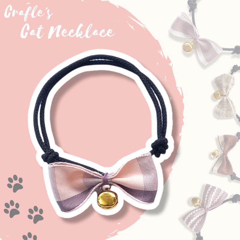 KALUNG KUCING CUSTOM NAMA | CRAFLE'S CAT NECKLACE BOW TIE EDITION