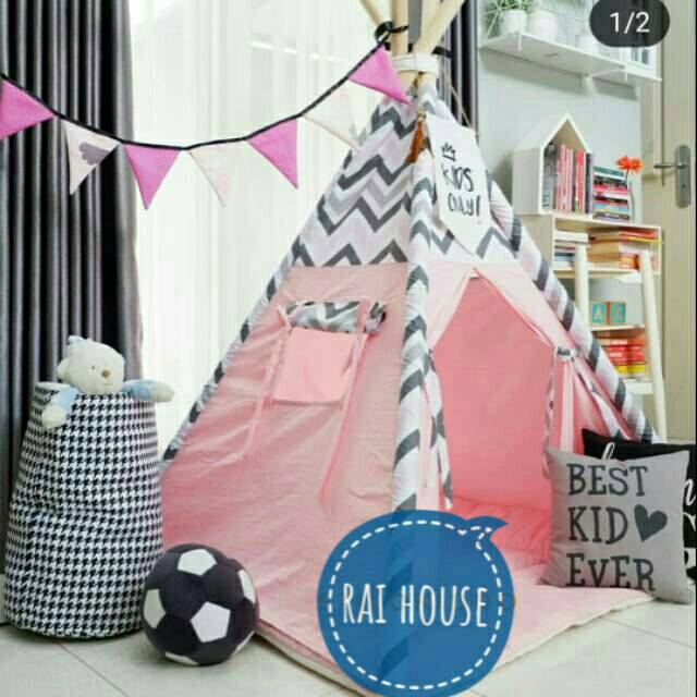 Teepee tent - Pink Chevron (Tenda anak) | Shopee Indonesia