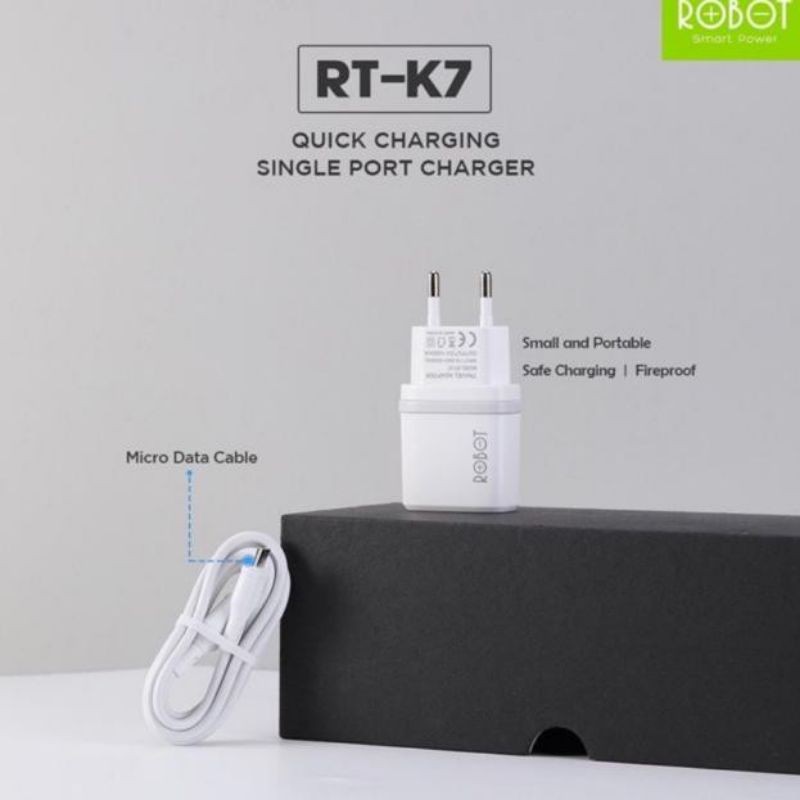 [R-TK07] Power charger android Original Robot include kabel Micro usb