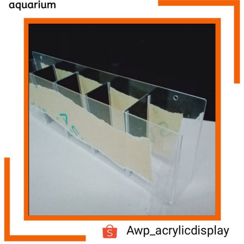 Aquarium Soliter Cupang Akrilik - 5 kamar dan sekat bening hitam - Gantung