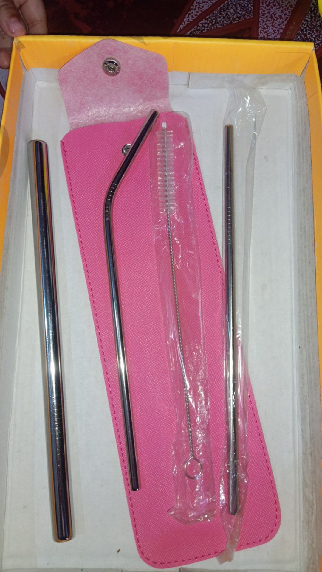 Sedotan Stainless Besi Paket Komplit Sikat Pouch Leather