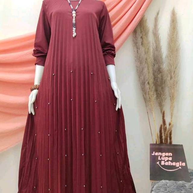 Windi olshop Gamis plisket mutiara