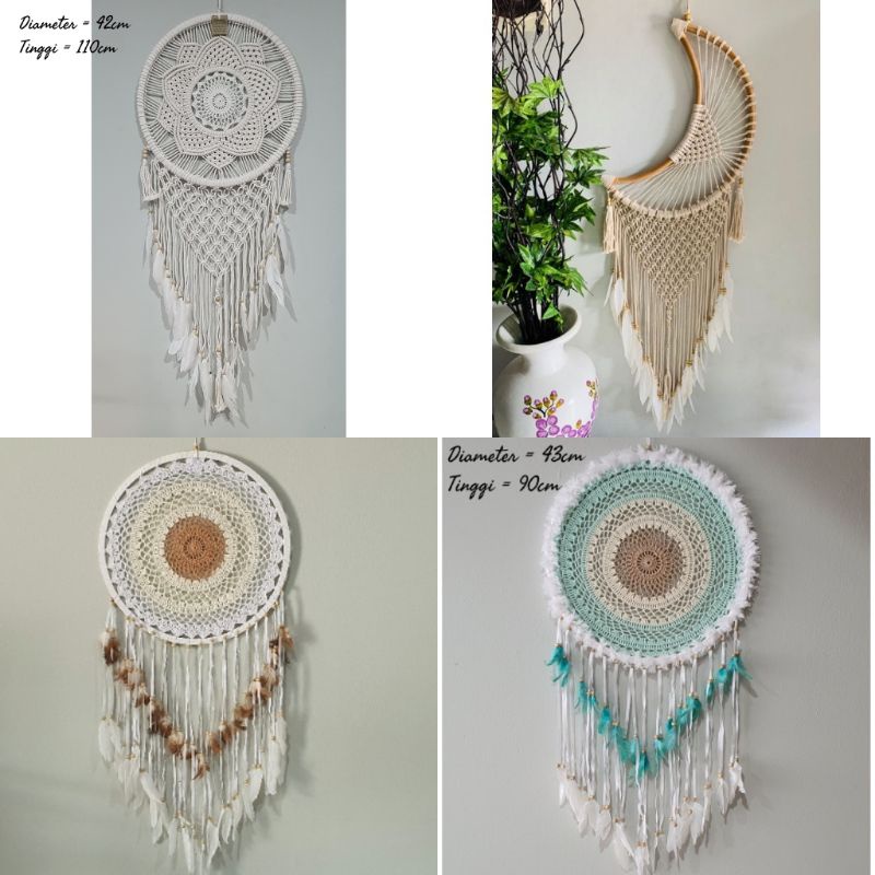 wall decor hiasan dinding dream catcher macrame sedang Macrame dreamcatcher hiasan rumah