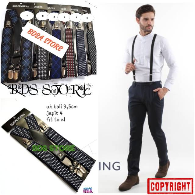 Suspender motif 4 penjepit /banyak motif&amp;warna