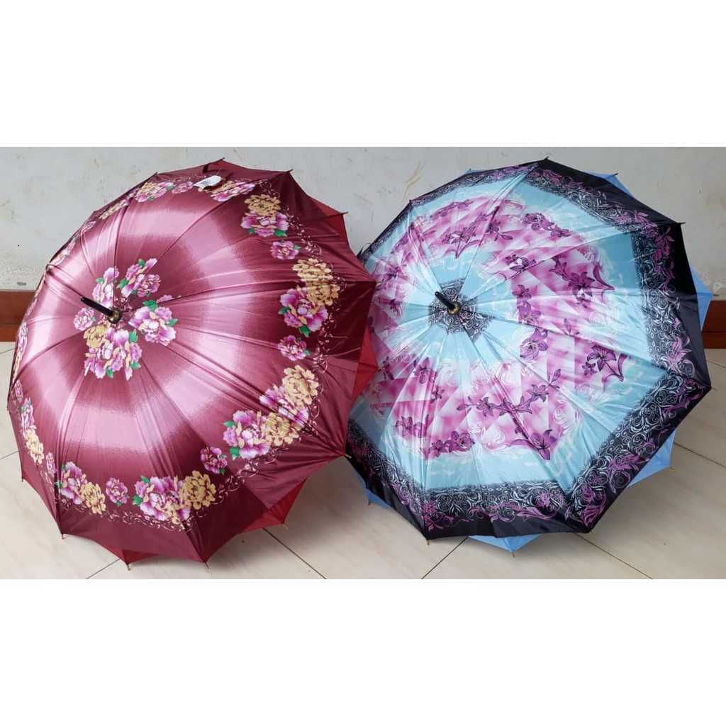 Payung 16Jari Double Kain Bahan Saten Banyak Motif - merk Osaka