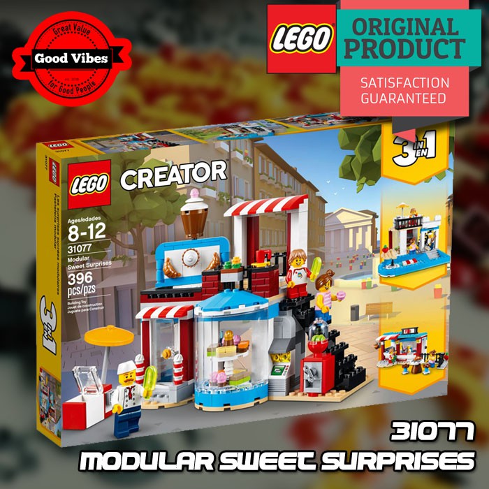 Original LEGO CREATOR 31077 Modular Sweet Surprises - Mainan Anak 3in1 Toko Gedung Edukasi Bangunan