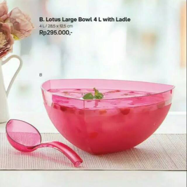 ORI TUPPERWARE LOTUS BOWL SOUP, BOWL NASI, BOWL SOUP BUAH, Uk.4L WITH LADLE