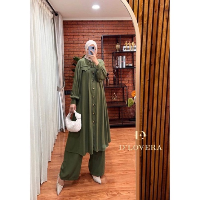 GHANIA SET LONG TUNIK // SET TUNIK CELANA ORIGINAL D'LOVERA JEVANI PREMIUM SET WANITA ELEGANT // SET