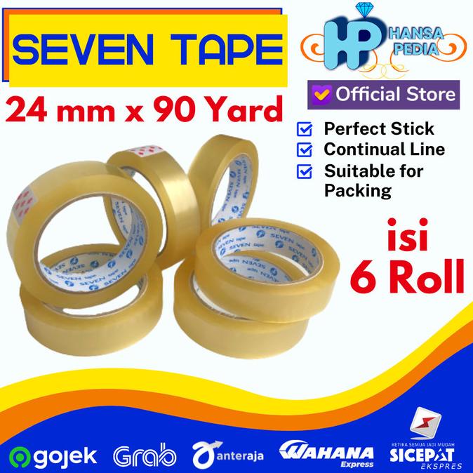 

lakban bening Seven Tape 24 mm x 90 Y pack isi 6 roll