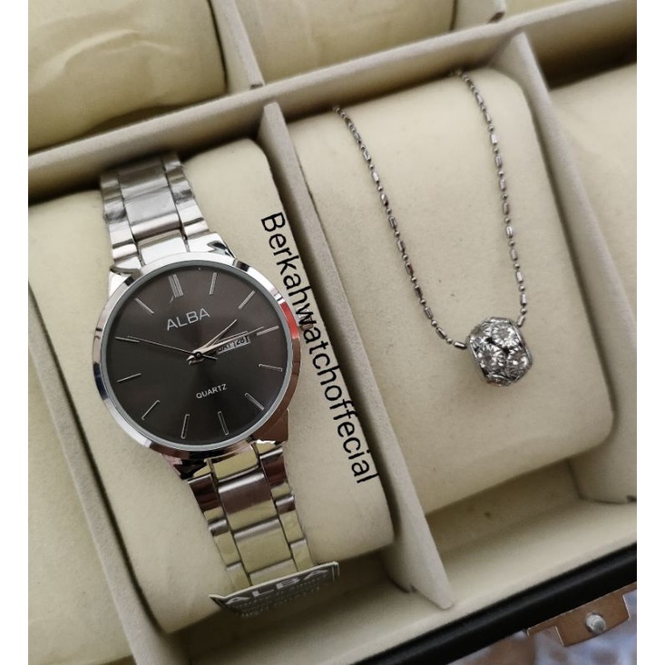 BISA COD✅Jam Tangan ALBA Anti Air Paket Kalung Titanium