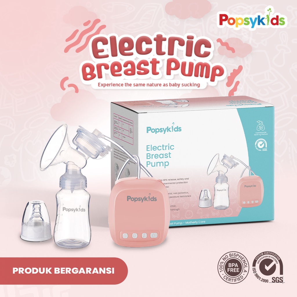 PopsyKids Electric Breast Pump - Pompa ASI Elektrik – Food Grade BPA Free Automatic Handy Electric Breast Pump