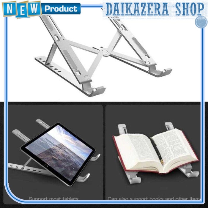 Dudukan Laptop Stand Aluminium Foldable Adjustable 7 Height - Hitam