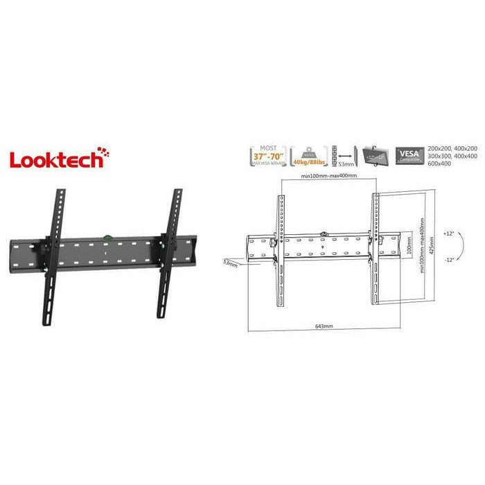 Bracket LED TV 60&quot; s/d 70&quot; Built In Water Pass Original