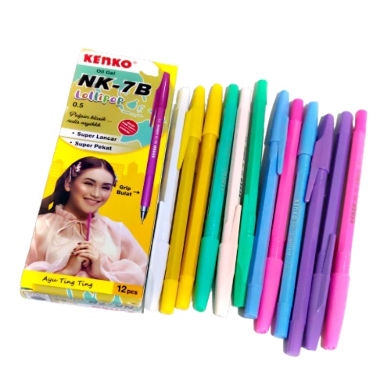 [ERA] Bolpen KENKO Pulpen NK-7B Oil Gel Grosir 12pcs