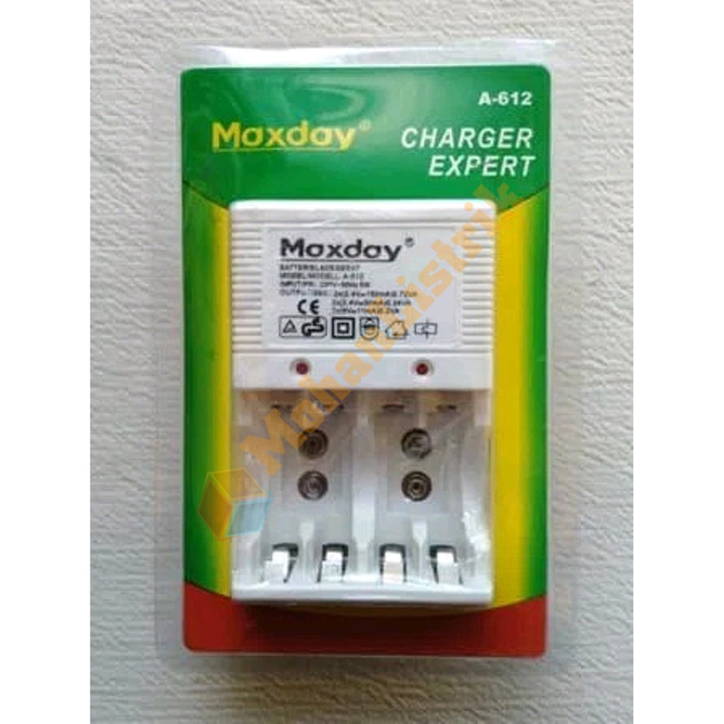 Charger Charge Cas Casan Baterai Batrai Maxday Charger Batre AA AAA 9V 9Volt Maxday 4 Slot