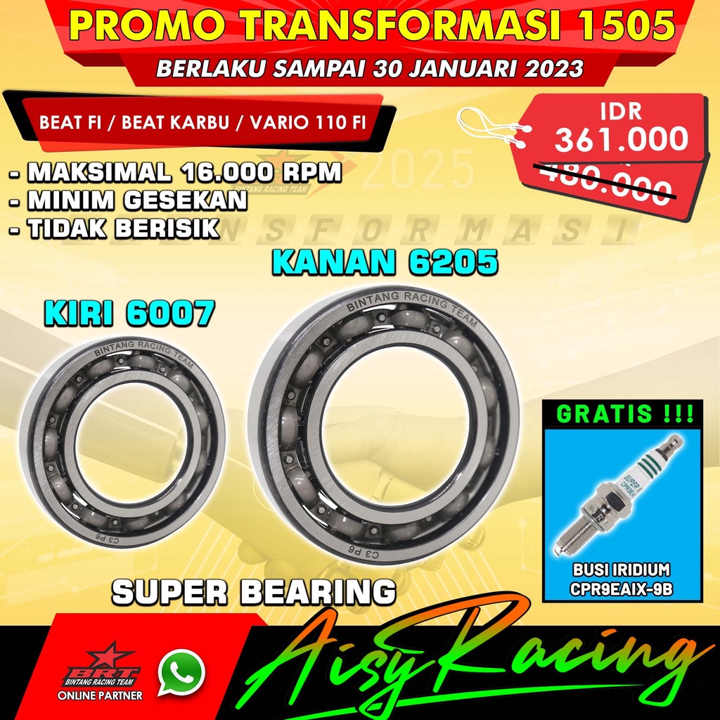 Super Bearing BRT Klaher Kruk as 6007 6205 BEAT FI / BEAT KARBU / VARIO 110