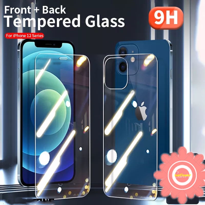 Tempered Glass Pelindung Lensa Kamera Depan + Belakang Untuk Iphone 7 8 6 Plus 12 11 Pro Max Xs Xr X Se 2020 12 Mini